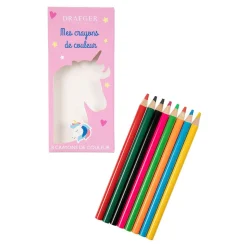 Fournitures Scolaires*Draeger Paris 8 crayons de couleur licorne