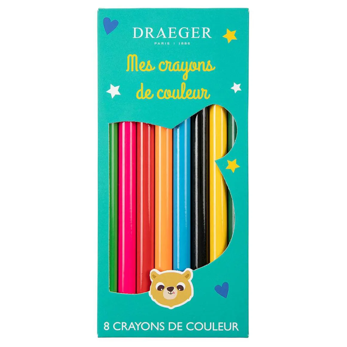Fournitures Scolaires*Draeger Paris 8 crayons de couleur ours
