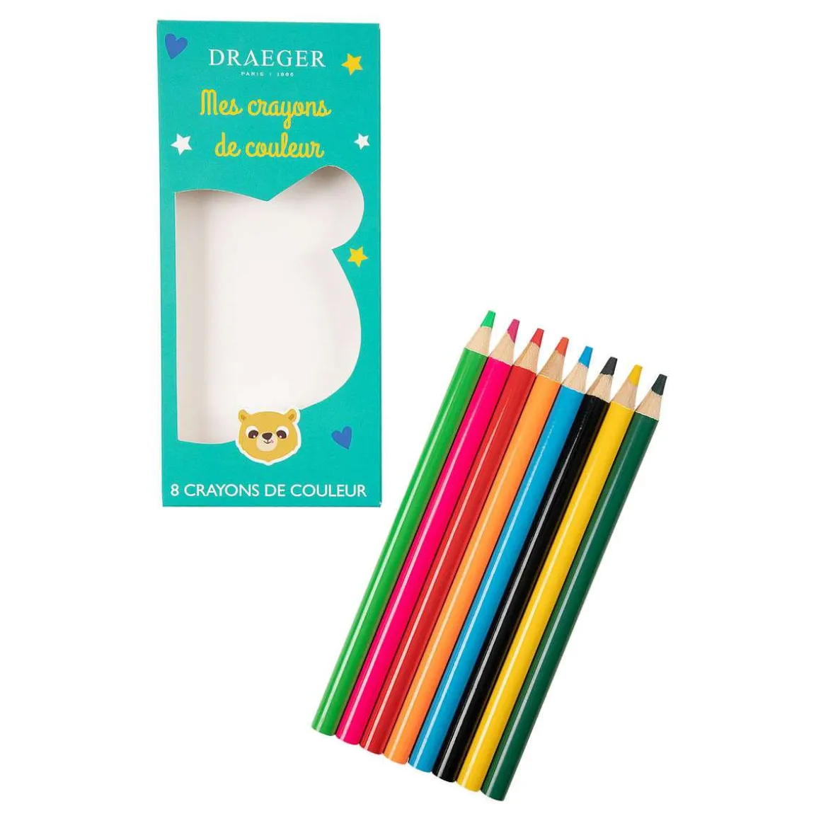 Fournitures Scolaires*Draeger Paris 8 crayons de couleur ours