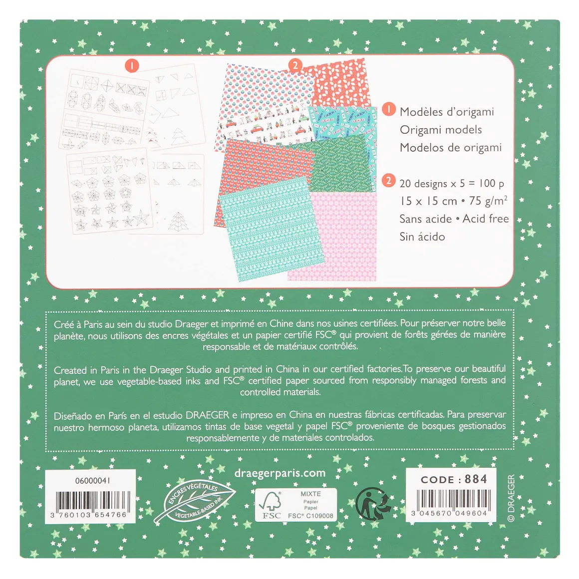 Papier Unitaire*Draeger Paris 100 papiers Origami - Route de Noël