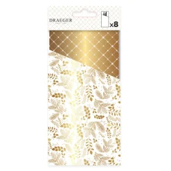 Décorations De Table*Draeger Paris 8 range couverts en papier - Blanc et or - Spécial Réveillon