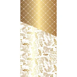 Décorations De Table*Draeger Paris 8 range couverts en papier - Blanc et or - Spécial Réveillon