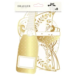Décorations De Table*Draeger Paris Accessoires photobooth en papier - Blanc et or - Spécial Réveillon