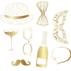 Décorations De Table*Draeger Paris Accessoires photobooth en papier - Blanc et or - Spécial Réveillon