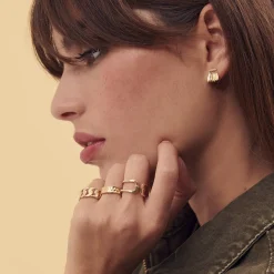 Bagues*Draeger Paris Bague large martelée - plaqué or