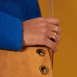 Bagues*Draeger Paris Bague large martelée - plaqué or