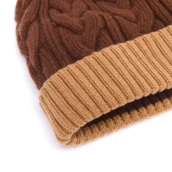 Bonnets*Draeger Paris Bonnet Bicolore Avec Pompon - Cognac et Camel