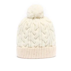 Bonnets*Draeger Paris Bonnet Bicolore Avec Pompon - Blanc et Ivoire