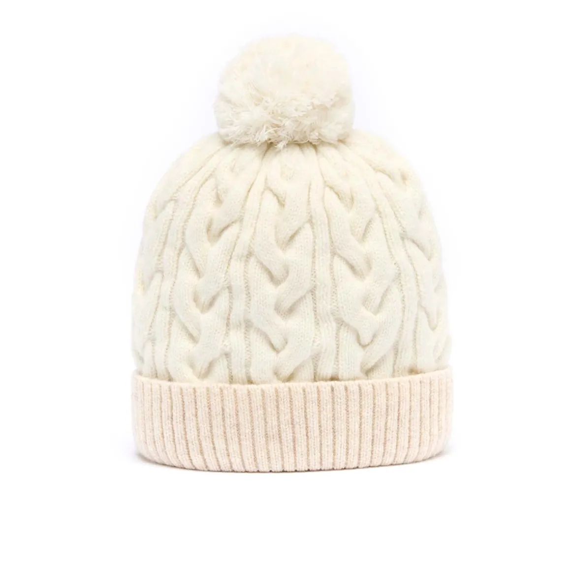 Bonnets*Draeger Paris Bonnet Bicolore Avec Pompon - Blanc et Ivoire