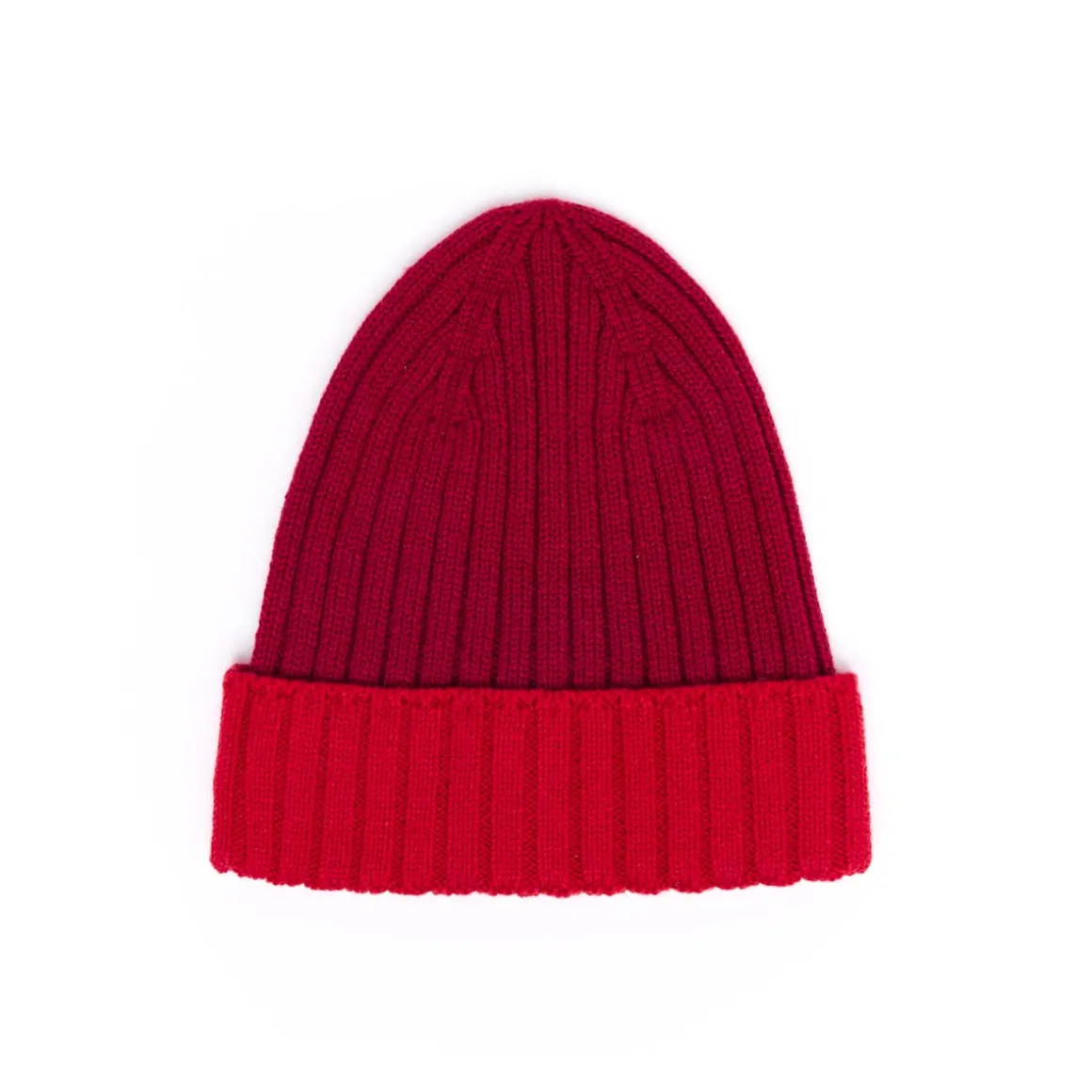 Bonnets*Draeger Paris Bonnet Bicolore en Laine – Bordeaux et Rouge