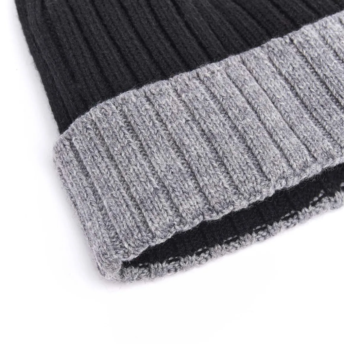 Bonnets*Draeger Paris Bonnet Bicolore en Laine - Noir et Gris