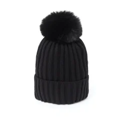 Bonnets*Draeger Paris Bonnet Côtelé Uni à Pompon - 3 coloris - Unisexe - Taille unique - coton