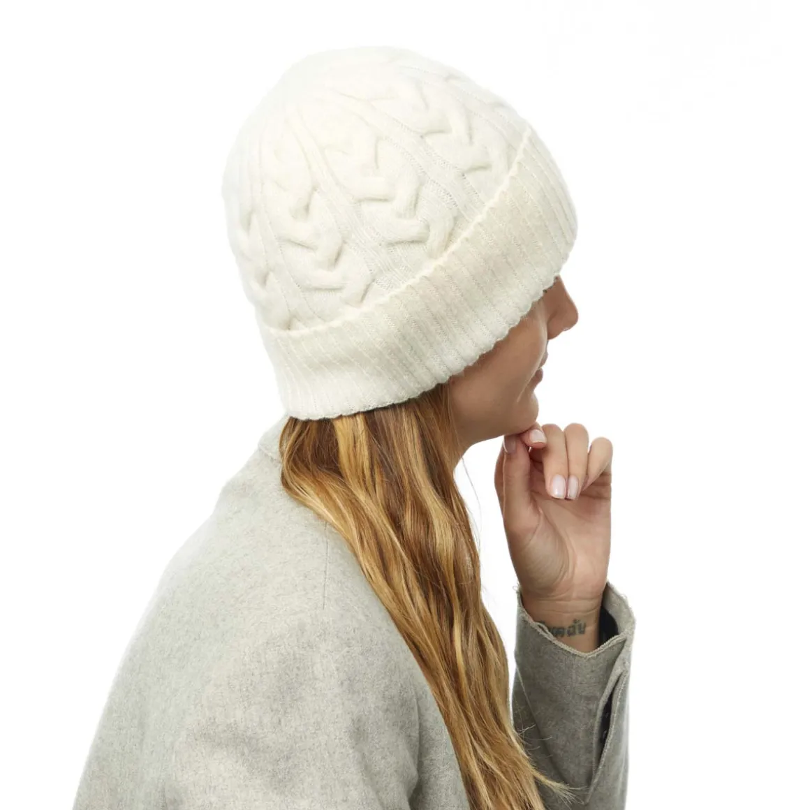 Bonnets*Draeger Paris Bonnet Torsades Crème - Femme - Taille unique