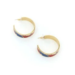 Boucles D'oreilles*Draeger Paris Boucles d'oreilles Créoles Email RIO Fleurs