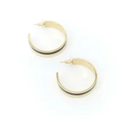 Boucles D'oreilles*Draeger Paris Boucles d'Oreilles Créoles Cocktail Noir et Crème