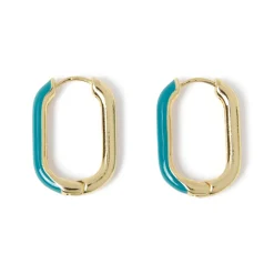 Boucles D'oreilles*Draeger Paris Boucles d'Oreilles Email - Pétrole