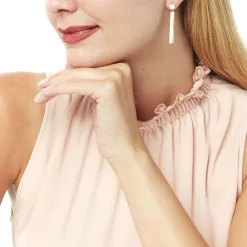 Boucles D'oreilles*Draeger Paris Boucles d'oreilles Email Barre New-York - Crème