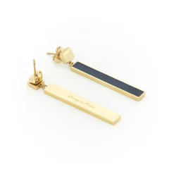 Boucles D'oreilles*Draeger Paris Boucles d'oreilles émail barré Tokyo - Bleu