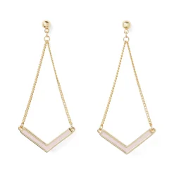 Boucles D'oreilles*Draeger Paris Boucles d'Oreilles pendante en V - Email Rose Doré à l'Or Fin