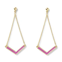 Boucles D'oreilles*Draeger Paris Boucles d'oreilles V émail fuchsia