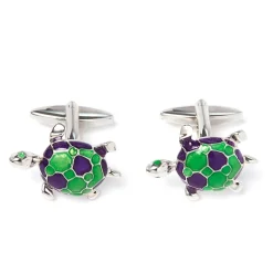 Boutons De Manchette*Draeger Paris Boutons de manchettes - Tortue de mer - Vert et Violet - Homme