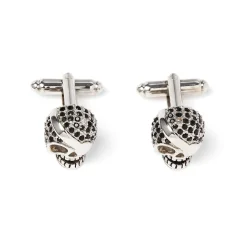 Boutons De Manchette*Draeger Paris Boutons de manchettes - Tête de mort à strass - Argenté - Homme