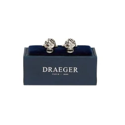 Boutons De Manchette*Draeger Paris Boutons de manchettes - Tête de mort à strass - Argenté - Homme