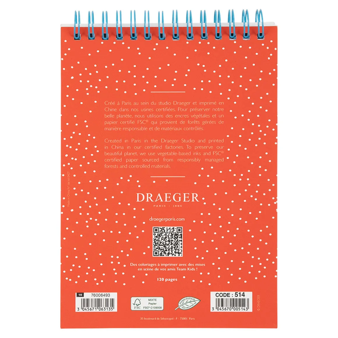 Fournitures Scolaires*Draeger Paris Cahier à spirales arc-en-ciel