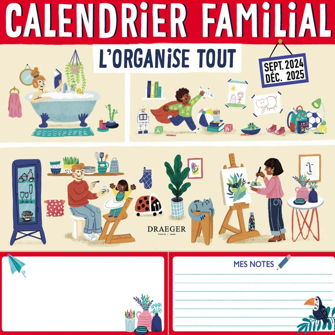 Organiseurs|Calendriers*Draeger Paris Calendrier familial 2024-2025 - 28,5x28 cm - L'organise tout