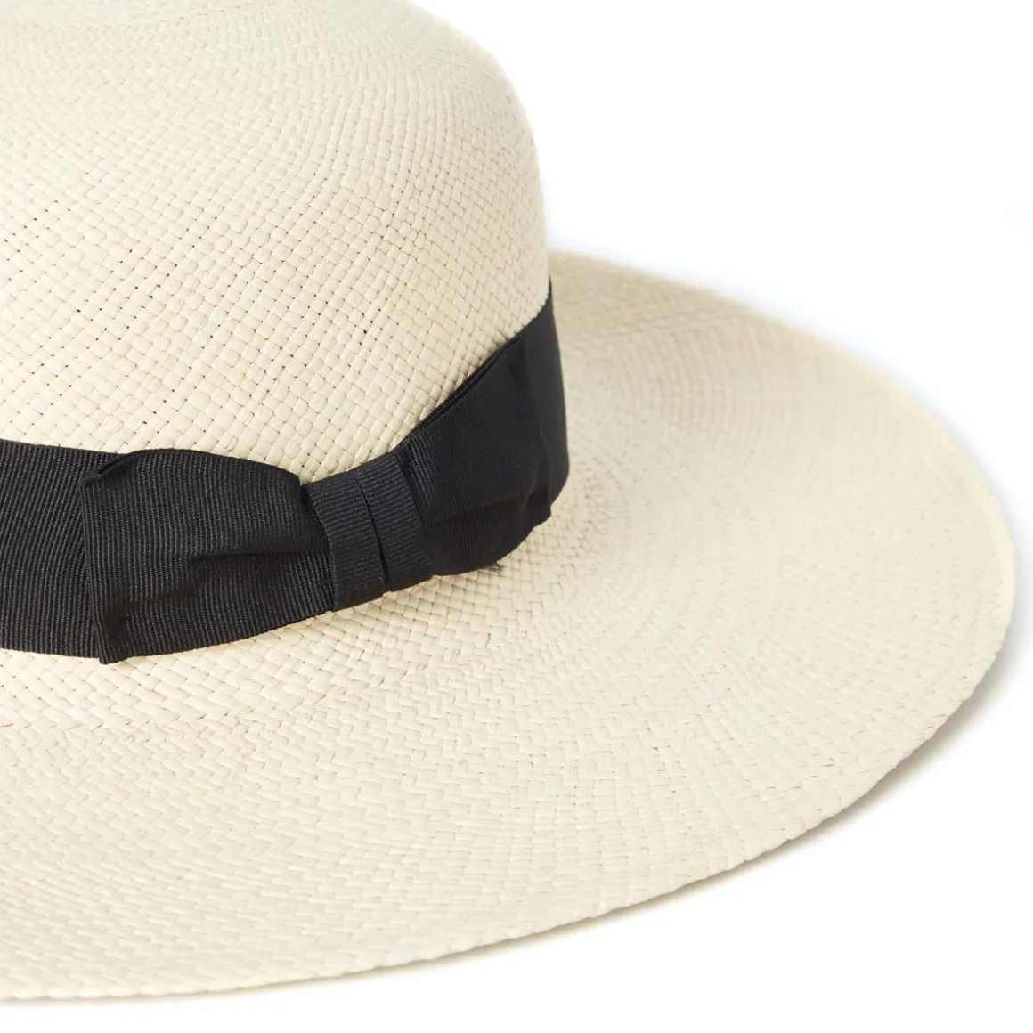 Mariage*Draeger Paris Capeline en papier - Ecru - Galon et noeud noir - Femme