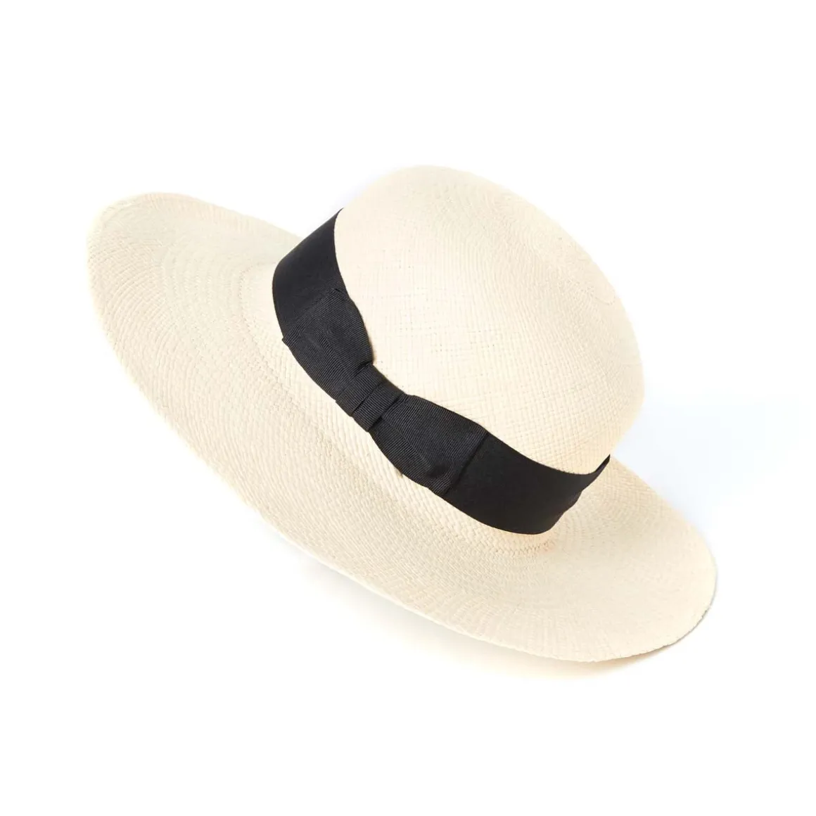 Mariage*Draeger Paris Capeline en papier - Ecru - Galon et noeud noir - Femme