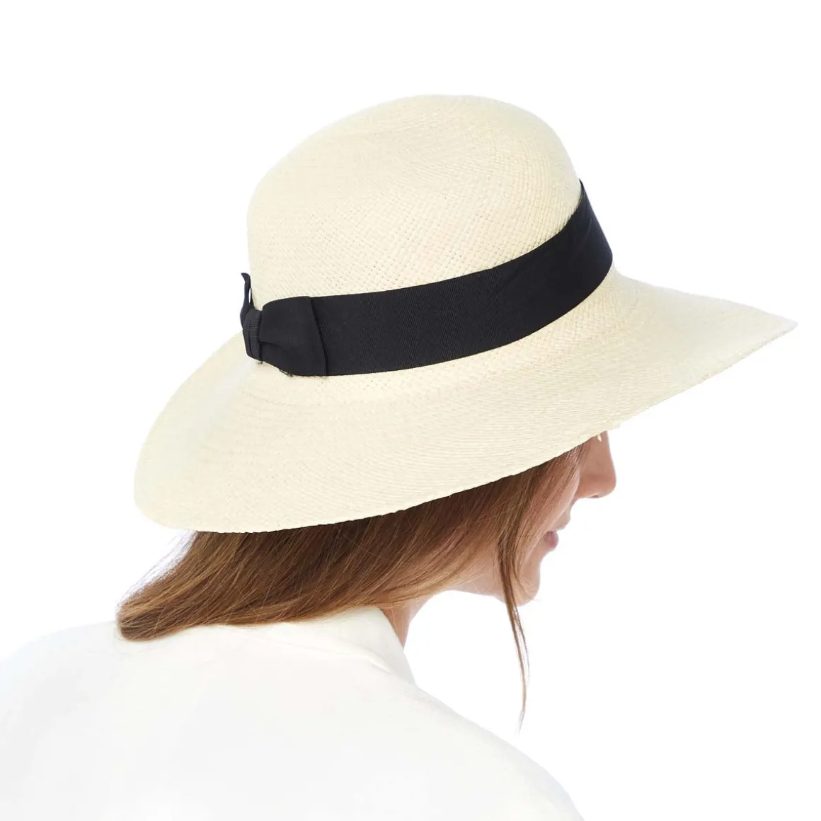 Mariage*Draeger Paris Capeline en papier - Ecru - Galon et noeud noir - Femme