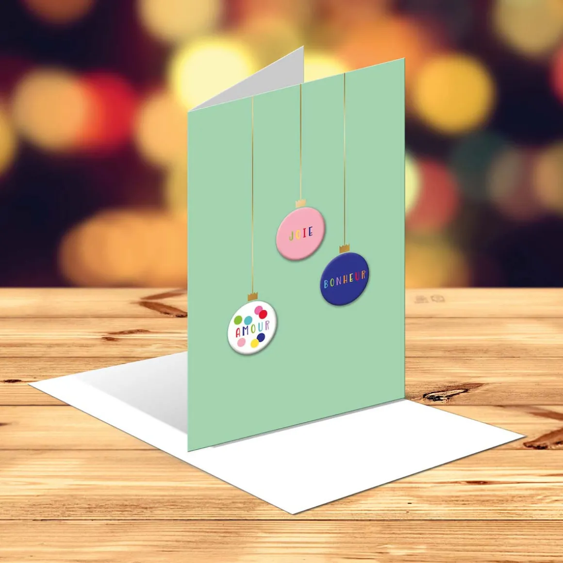 Mariage*Draeger Paris Carte de voeux Pin's Amour, Paix et Bonheur