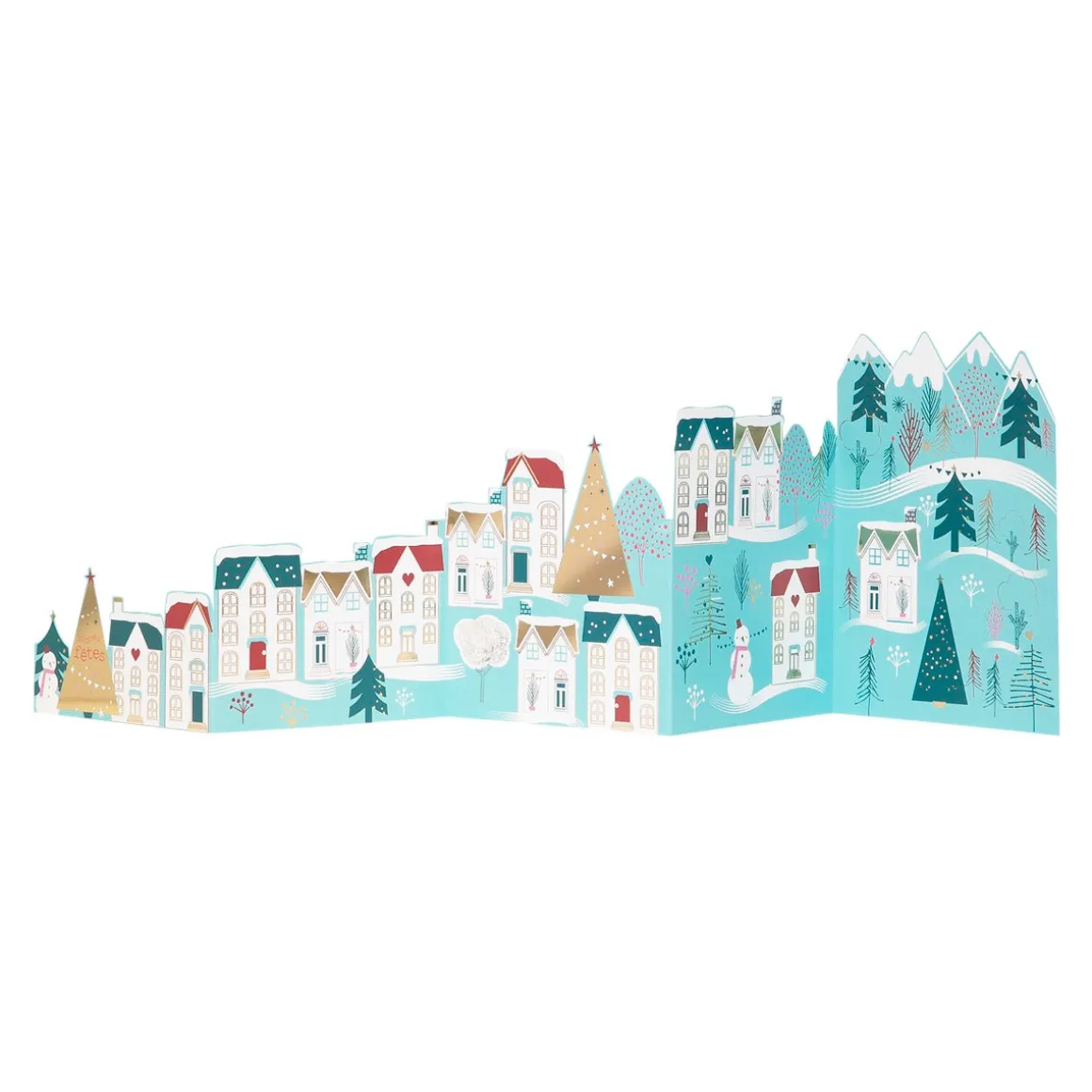 Cartes De Noêl*Draeger Paris Carte de Vœux Accordéon - Village Enneigé