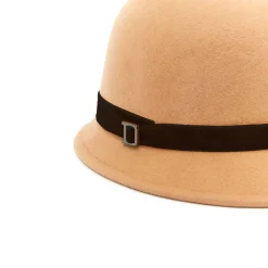 Chapeaux*Draeger Paris Chapeau en Laine Cloche Feutre Camel