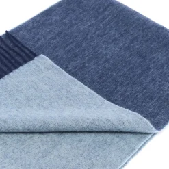 Foulards & Capes*Draeger Paris Écharpe Réversible en Laine - Bleu Ciel et Marine