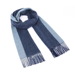 Foulards & Capes*Draeger Paris Écharpe Réversible en Laine - Bleu Ciel et Marine