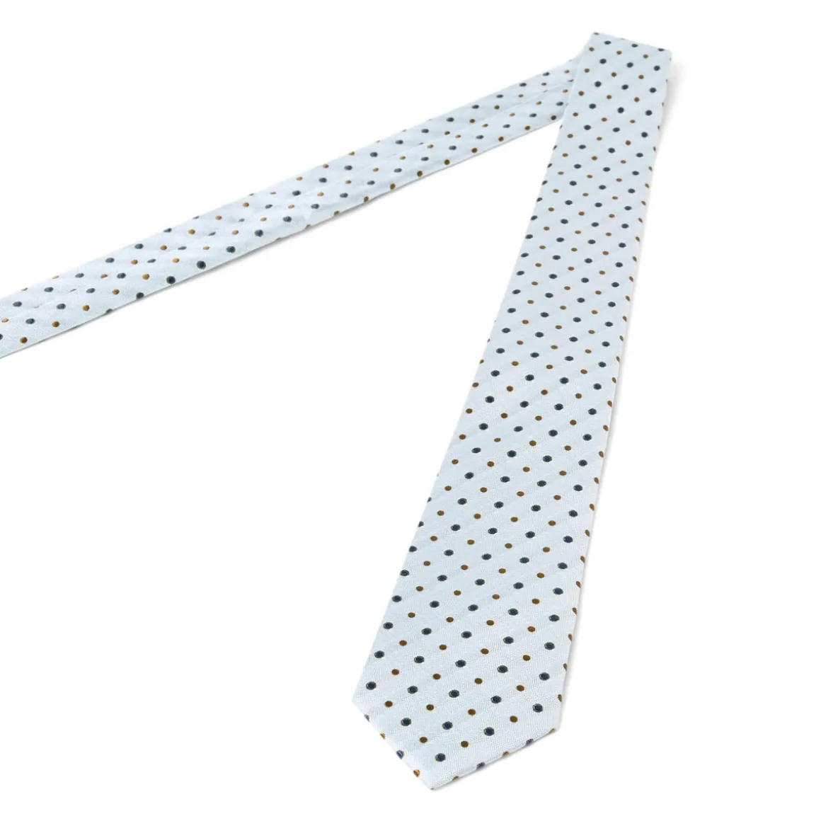 Cravates*Draeger Paris Cravate à pois bleu marine et camel