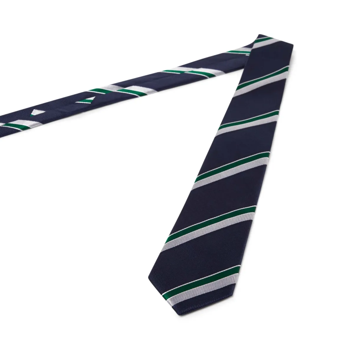 Cravates*Draeger Paris Cravate à rayures argent et vert