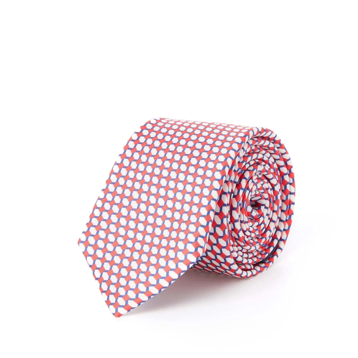 Cravates*Draeger Paris Cravate en Twill de Soie Imprimée - Rouge