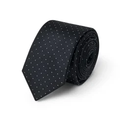 Cravates*Draeger Paris Cravate fine noire à pois blancs