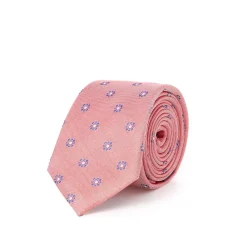 Cravates*Draeger Paris Cravate jacquard en 100% soie - Imprimé Fleur - Rouge et bleu - 150x7 cm