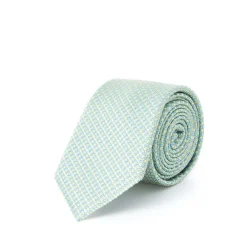 Cravates*Draeger Paris Cravate jacquard en 100% soie - Imprimé micro motif - Vert - 150x7 cm