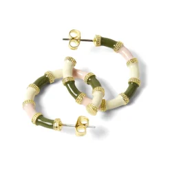 Boucles D'oreilles*Draeger Paris Créoles kaki et crème