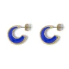 Boucles D'oreilles*Draeger Paris Créoles émail bleu