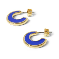 Boucles D'oreilles*Draeger Paris Créoles émail bleu