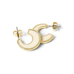 Boucles D'oreilles*Draeger Paris Créoles émail crème