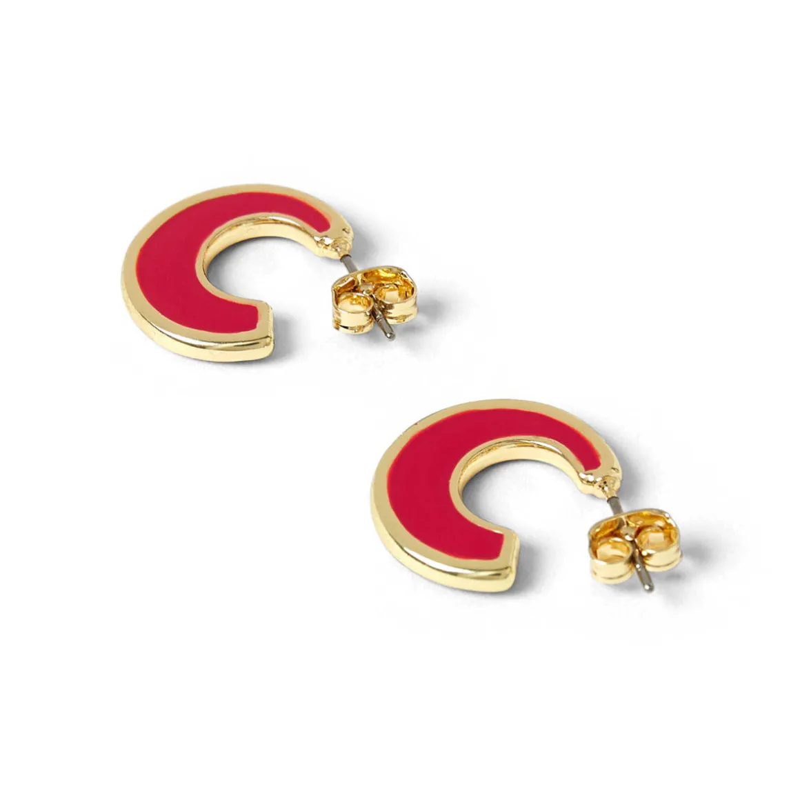 Boucles D'oreilles*Draeger Paris Créoles émail rouge