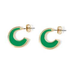 Boucles D'oreilles*Draeger Paris Créoles émail vert