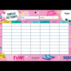 Fournitures Scolaires*Draeger Paris Emploi du temps scolaire 2024-2025 à thème - 19x13 cm